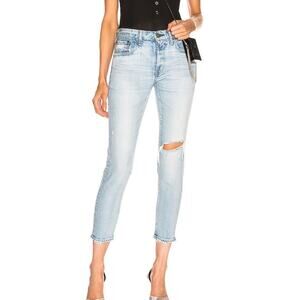 MOUSSY Vivian Mid Rise Skinny Jeans Distressed Light Wash 25